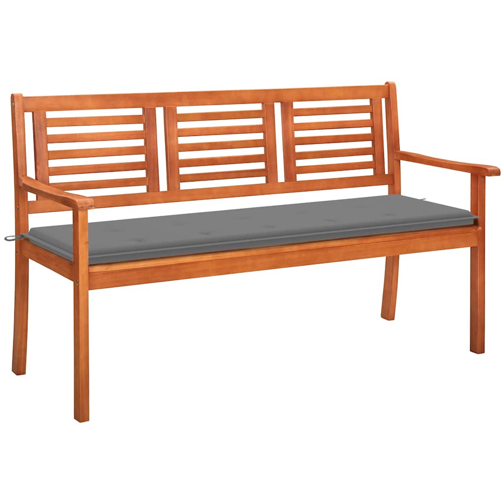 Tuinbank 3-zits met kussen 150 cm massief eucalyptushout is nu te koop bij PeponiXL, paradijselijk wonen!
