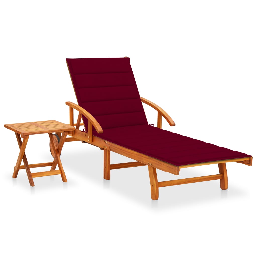 Ligbed met tafeltje en kussen massief acaciahout is nu te koop bij PeponiXL, paradijselijk wonen!