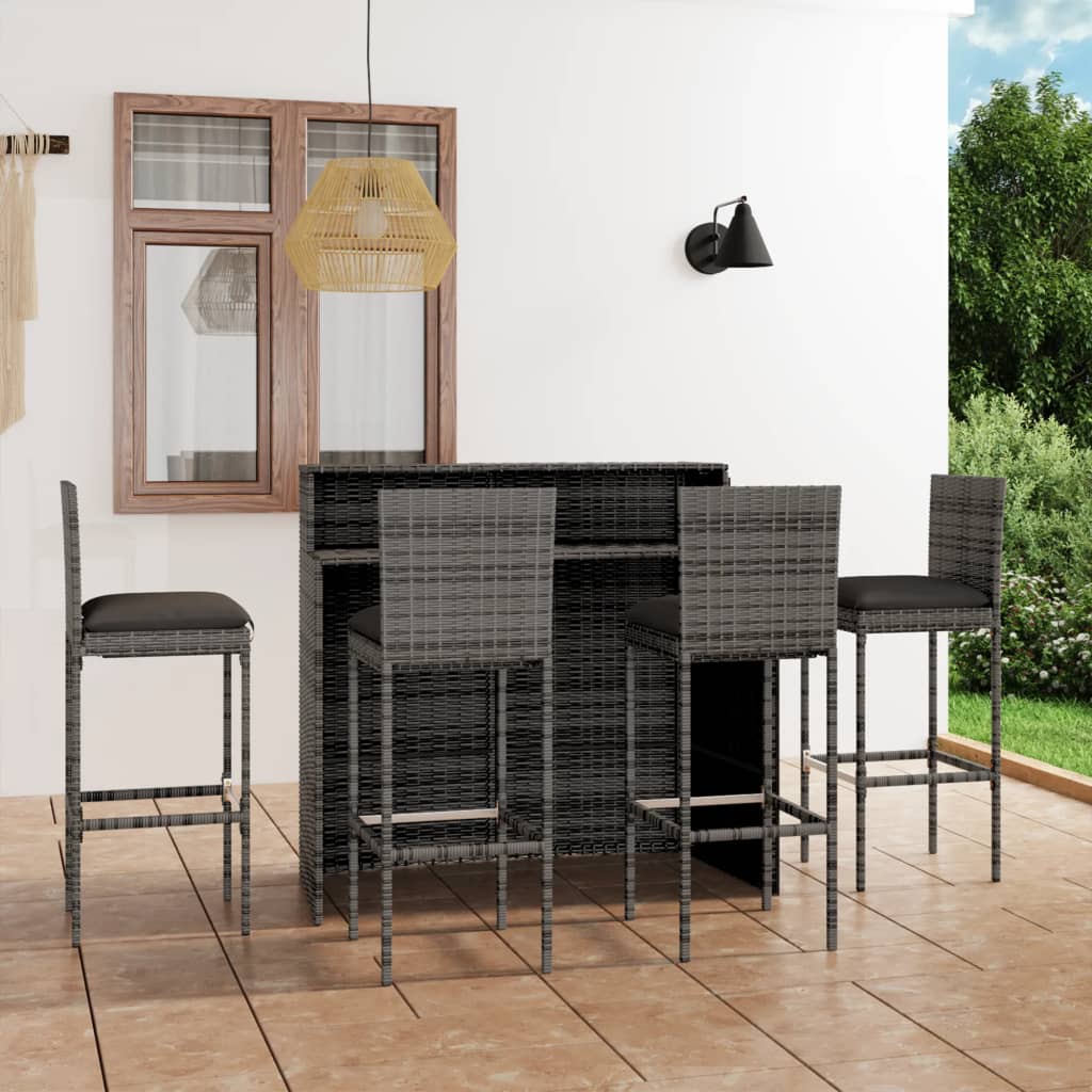 5-delige Tuinbarset met kussens grijs is nu te koop bij PeponiXL, paradijselijk wonen!