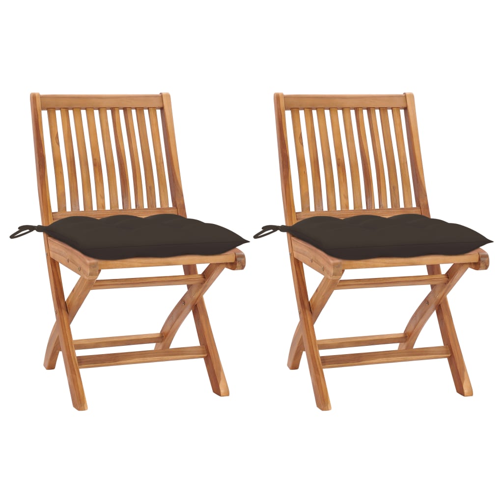 Tuinstoelen 2 st met taupe kussens massief teakhout is nu te koop bij PeponiXL, paradijselijk wonen!