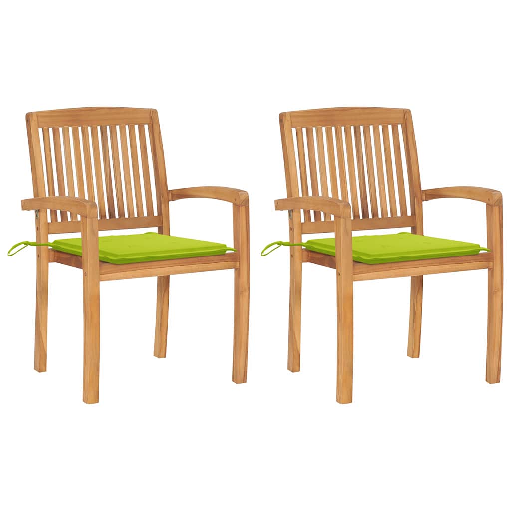 Tuinstoelen 2 st met heldergroene kussens massief teakhout is nu te koop bij PeponiXL, paradijselijk wonen!