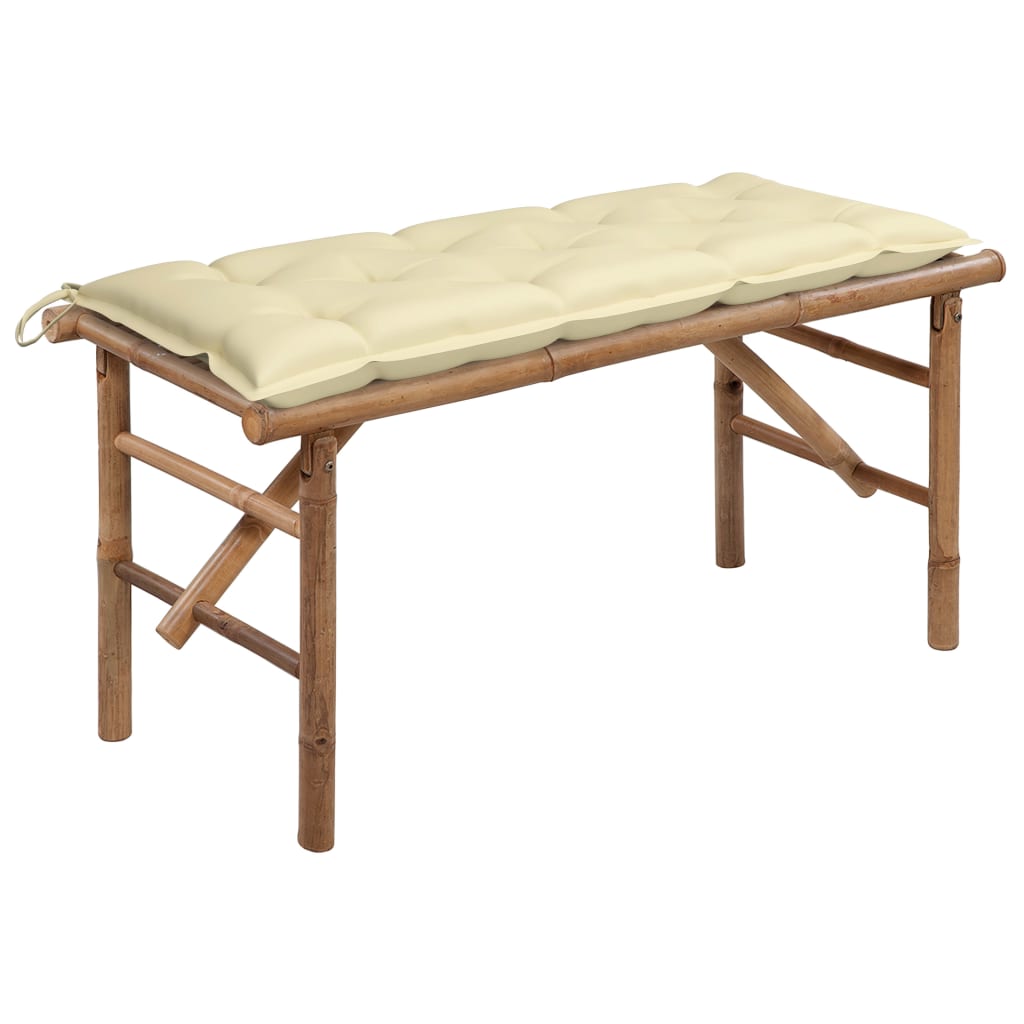 Tuinbank inklapbaar met kussen 118 cm bamboe is nu te koop bij PeponiXL, paradijselijk wonen!