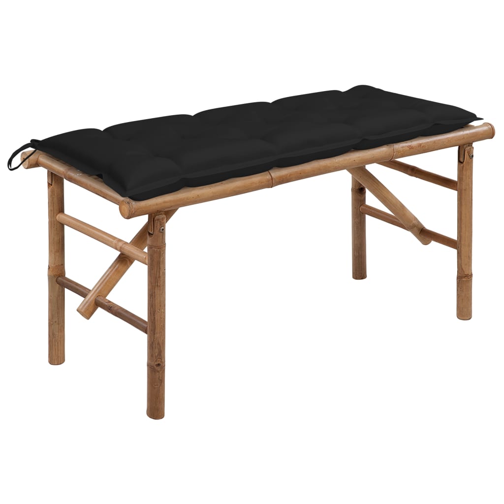 Tuinbank inklapbaar met kussen 118 cm bamboe is nu te koop bij PeponiXL, paradijselijk wonen!