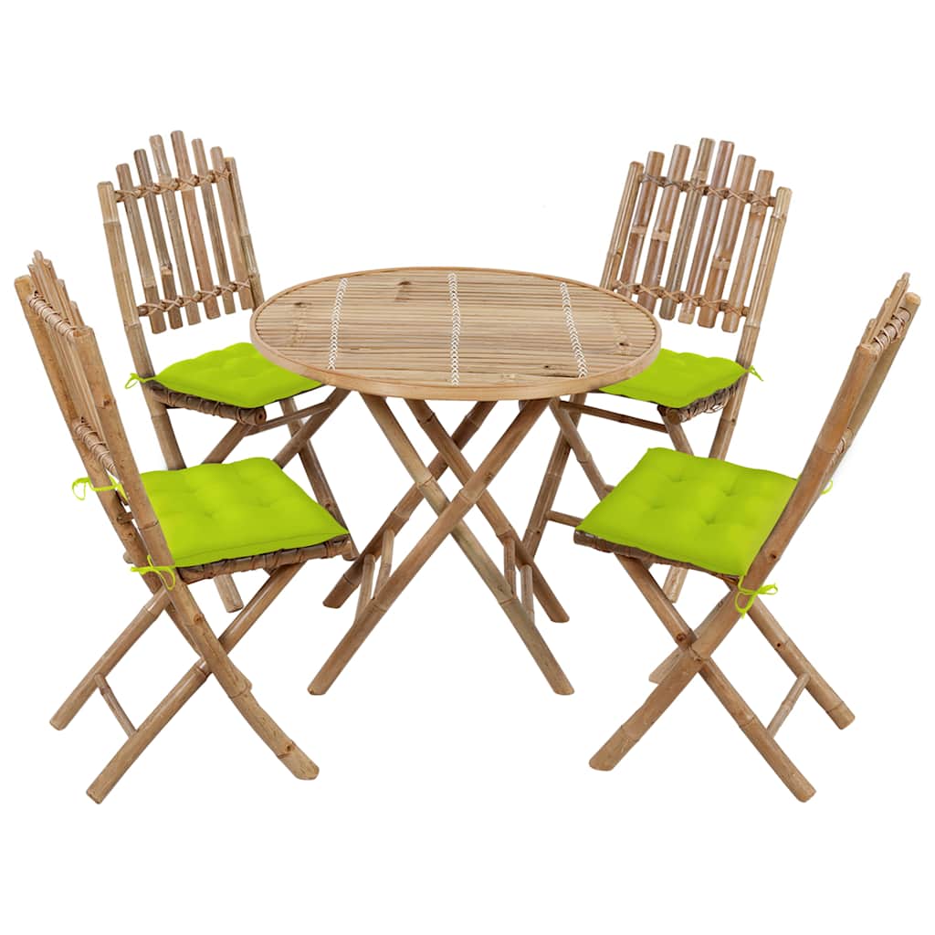 5-delige Tuinset inklapbaar met kussens bamboe is nu te koop bij PeponiXL, paradijselijk wonen!