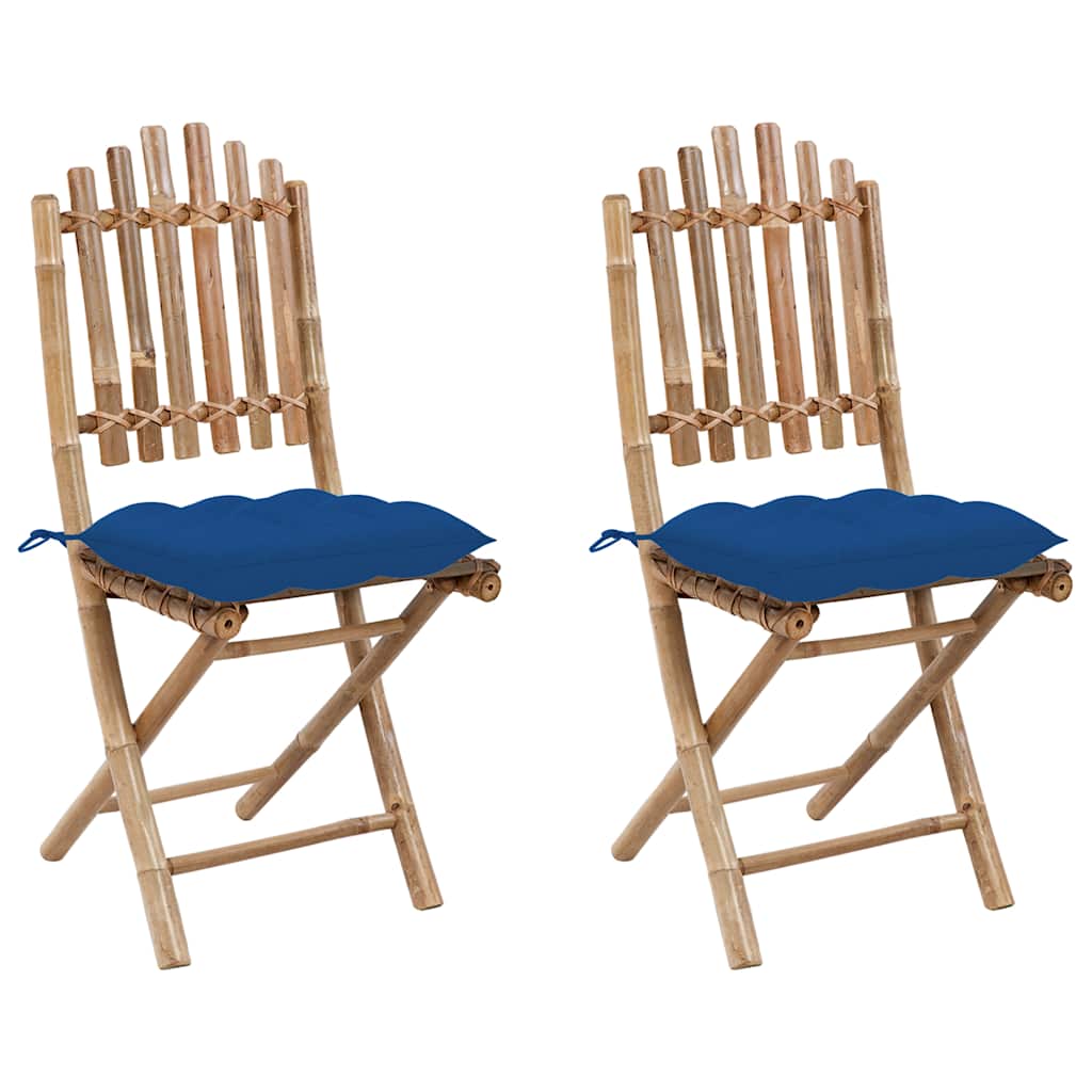 Opklapbare stoelen (2 stuks) met kussens, bamboe is nu te koop bij PeponiXL, paradijselijk wonen!