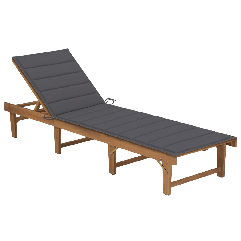 Ligbed inklapbaar met kussen massief acaciahout is nu te koop bij PeponiXL, paradijselijk wonen!