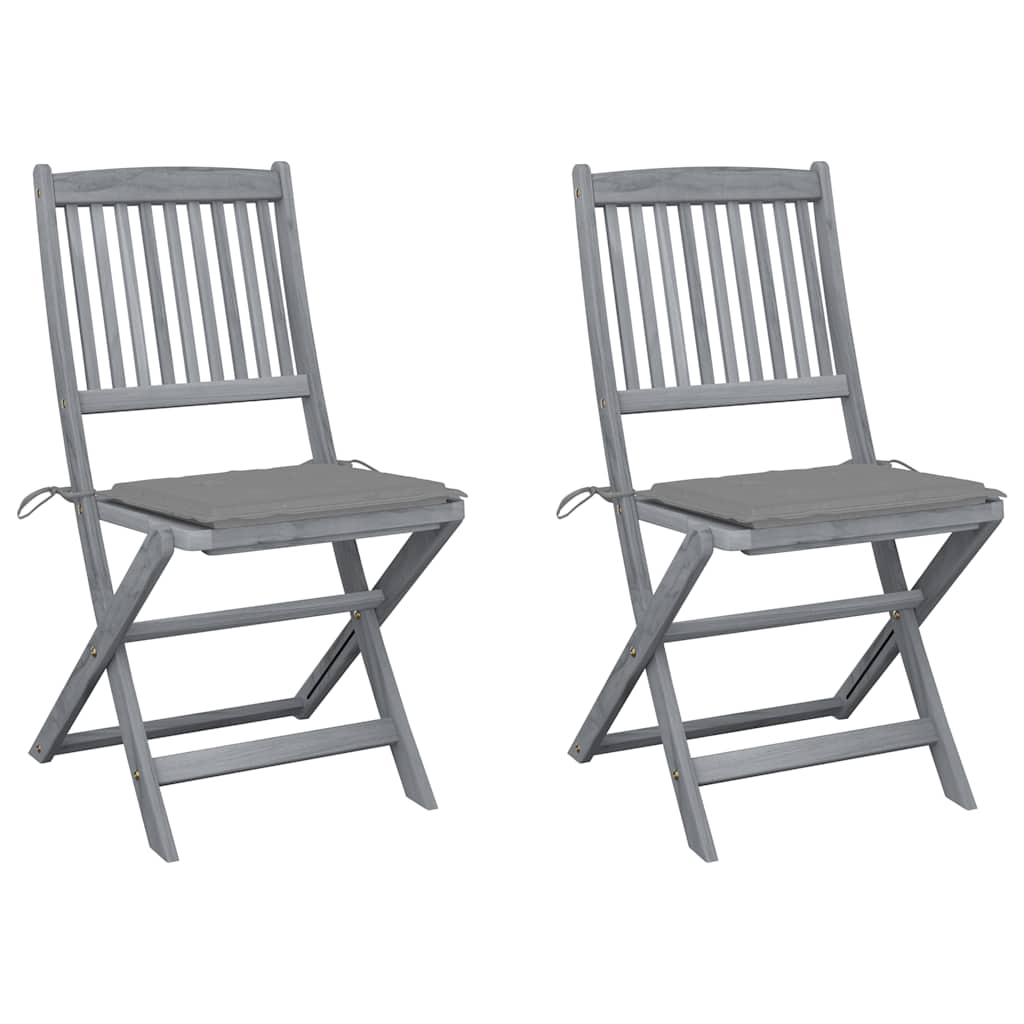 Tuinstoelen 2 st inklapbaar met kussens massief acaciahout is nu te koop bij PeponiXL, paradijselijk wonen!