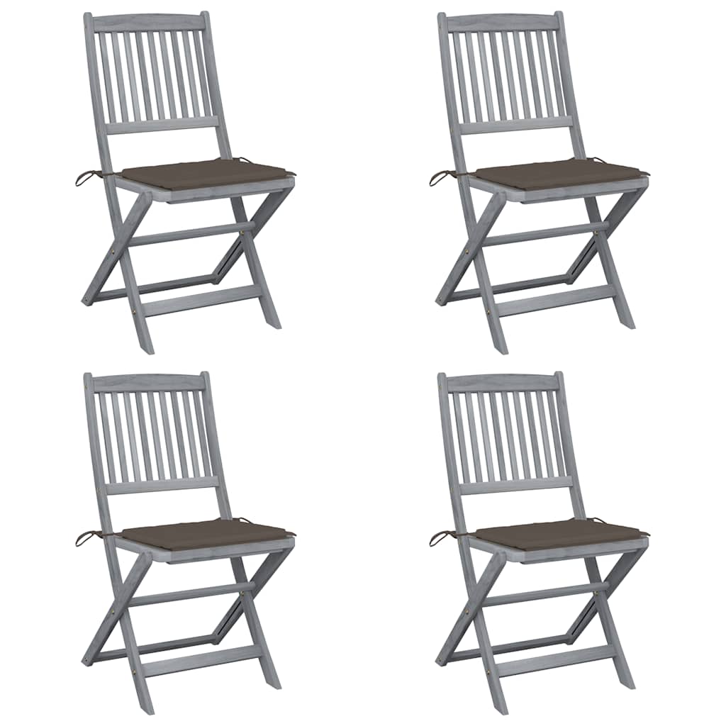 Tuinstoelen 4 st inklapbaar met kussens massief acaciahout is nu te koop bij PeponiXL, paradijselijk wonen!
