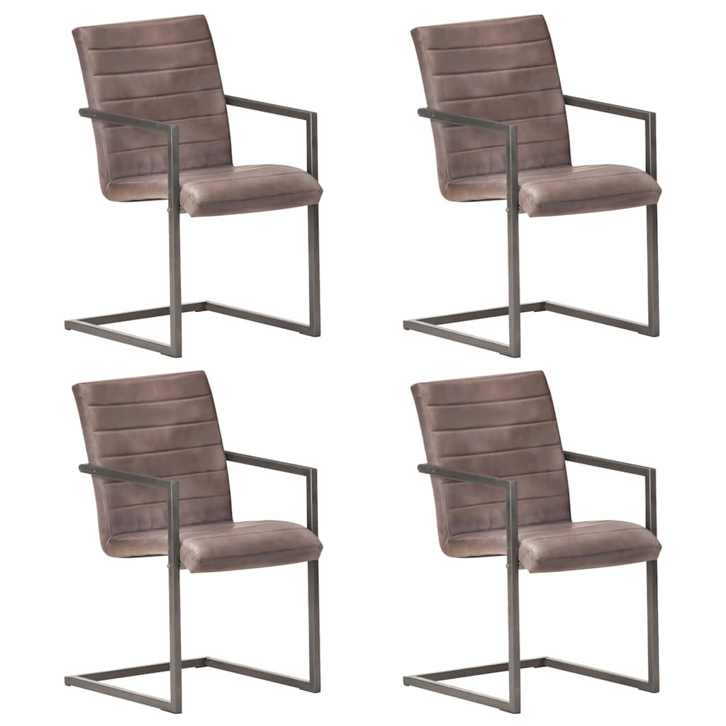 Eetkamerstoelen 4 st echt leer bruin is nu te koop bij PeponiXL, paradijselijk wonen!
