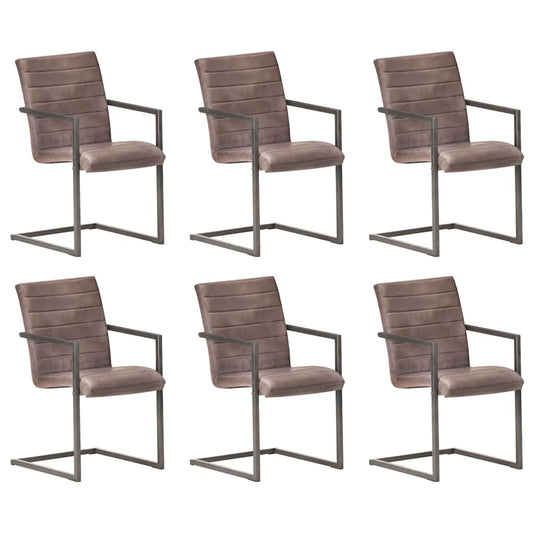 Eetkamerstoelen 6 st echt leer bruin is nu te koop bij PeponiXL, paradijselijk wonen!