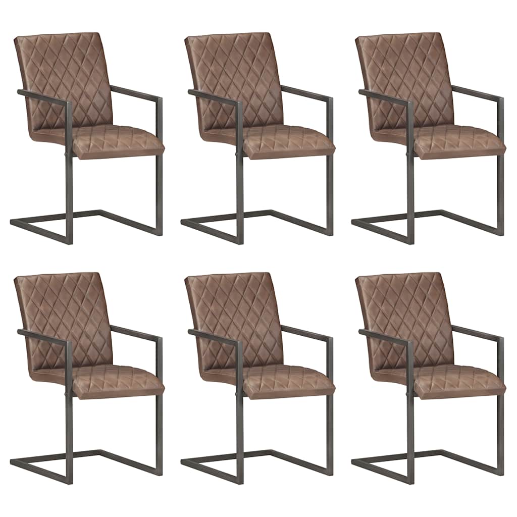 Eetkamerstoelen 6 st echt leer bruin is nu te koop bij PeponiXL, paradijselijk wonen!