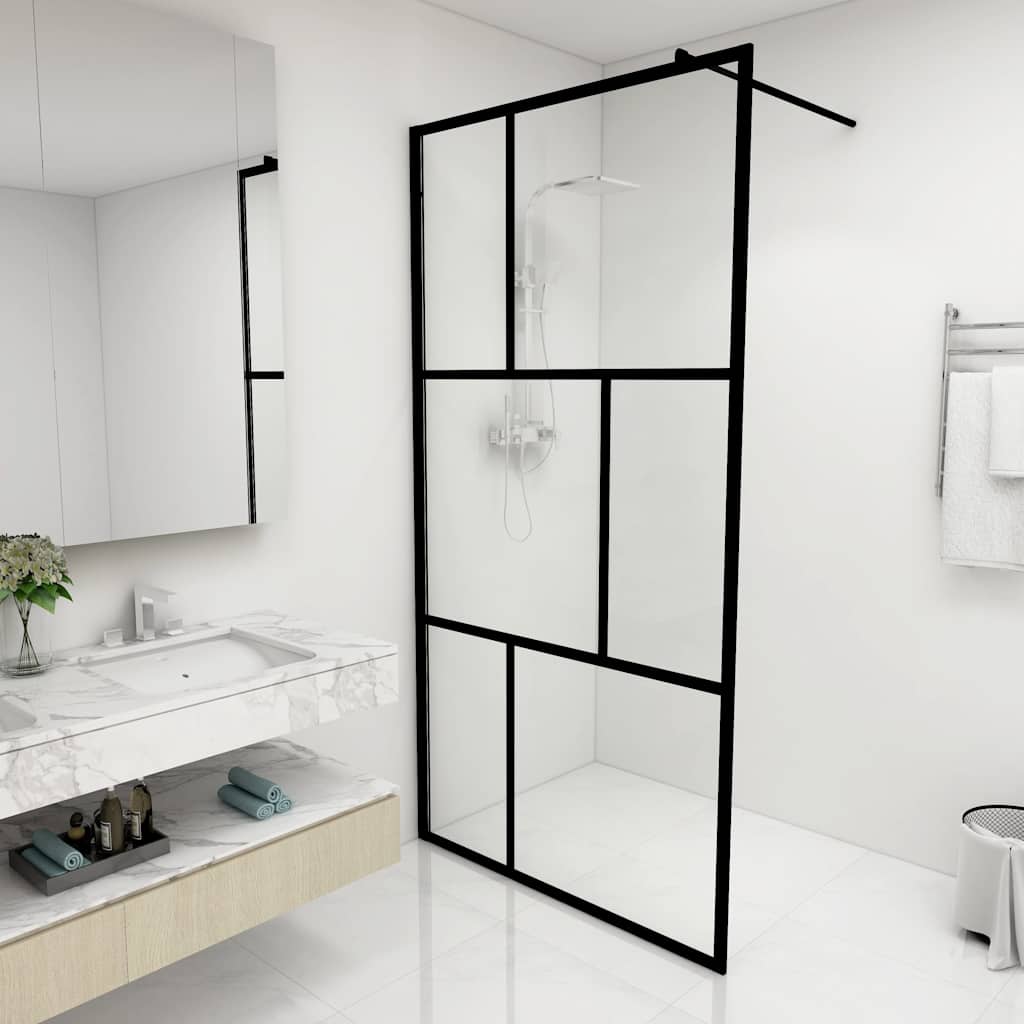 Inloopdouchewand 100x195 cm gehard glas zwart is nu te koop bij PeponiXL, paradijselijk wonen!