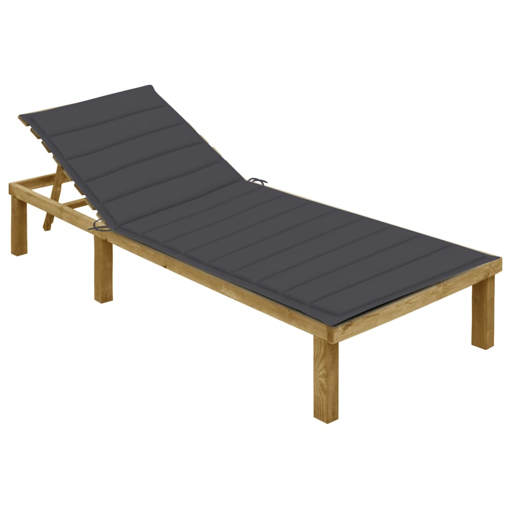Ligbed met antracietkleurig kussen geïmpregneerd grenenhout is nu te koop bij PeponiXL, paradijselijk wonen!