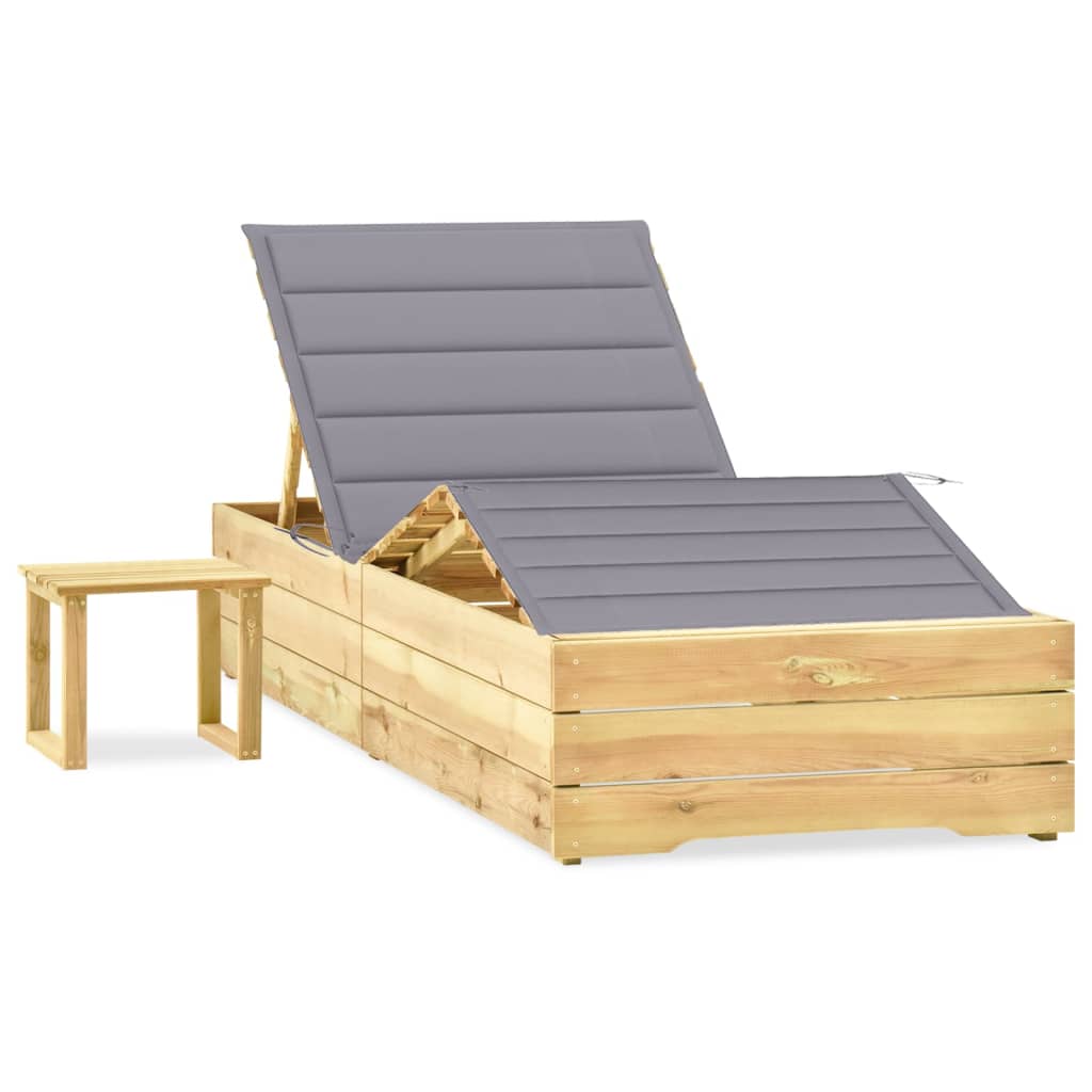 Ligbed met tafeltje en kussen geïmpregneerd grenenhout is nu te koop bij PeponiXL, paradijselijk wonen!