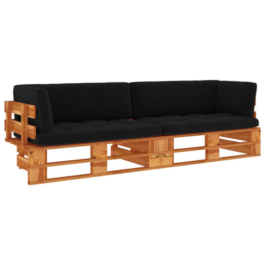 Tweezitsbank pallet met kussens honingbruin geïmpregneerd hout is nu te koop bij PeponiXL, paradijselijk wonen!