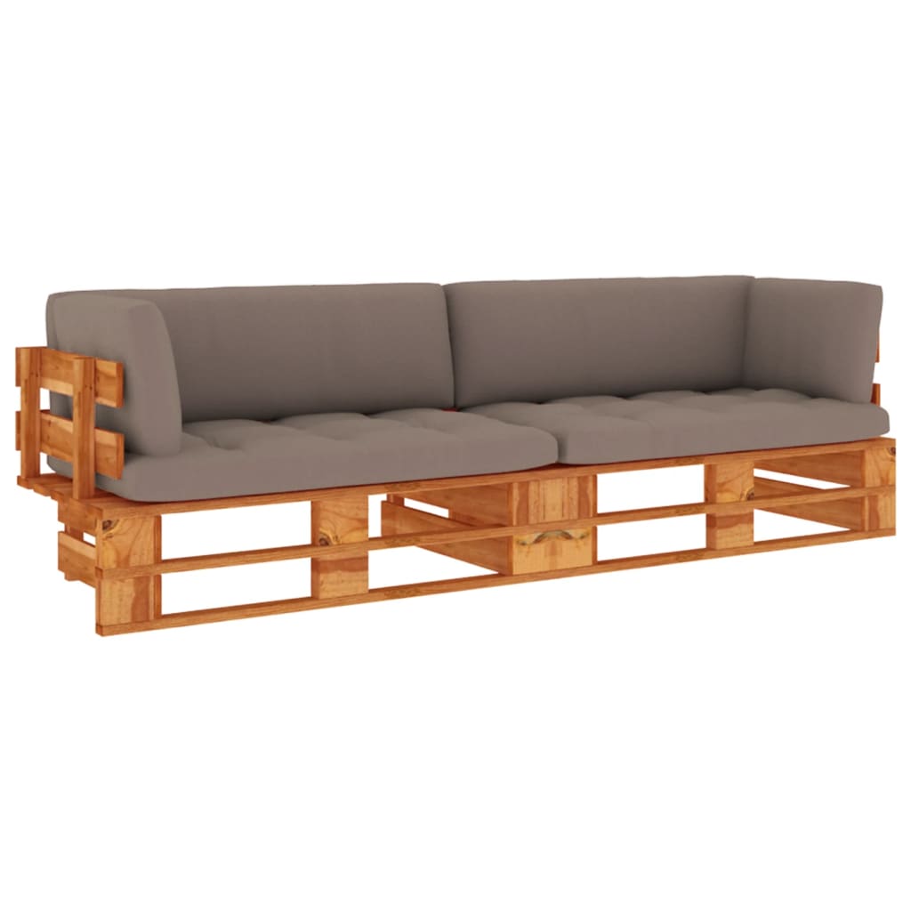 Tweezitsbank pallet met kussens honingbruin geïmpregneerd hout is nu te koop bij PeponiXL, paradijselijk wonen!