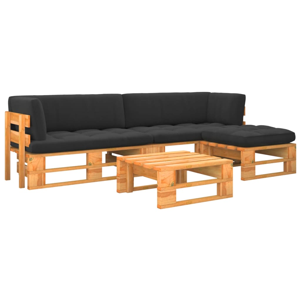 4-delige Loungeset pallet honingbruin geïmpregneerd grenenhout is nu te koop bij PeponiXL, paradijselijk wonen!