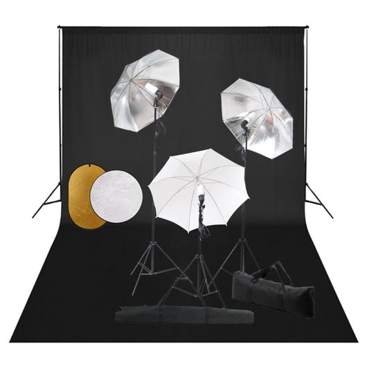 Fotostudioset met lampen, paraplu's, achtergrond en reflector is nu te koop bij PeponiXL, paradijselijk wonen!
