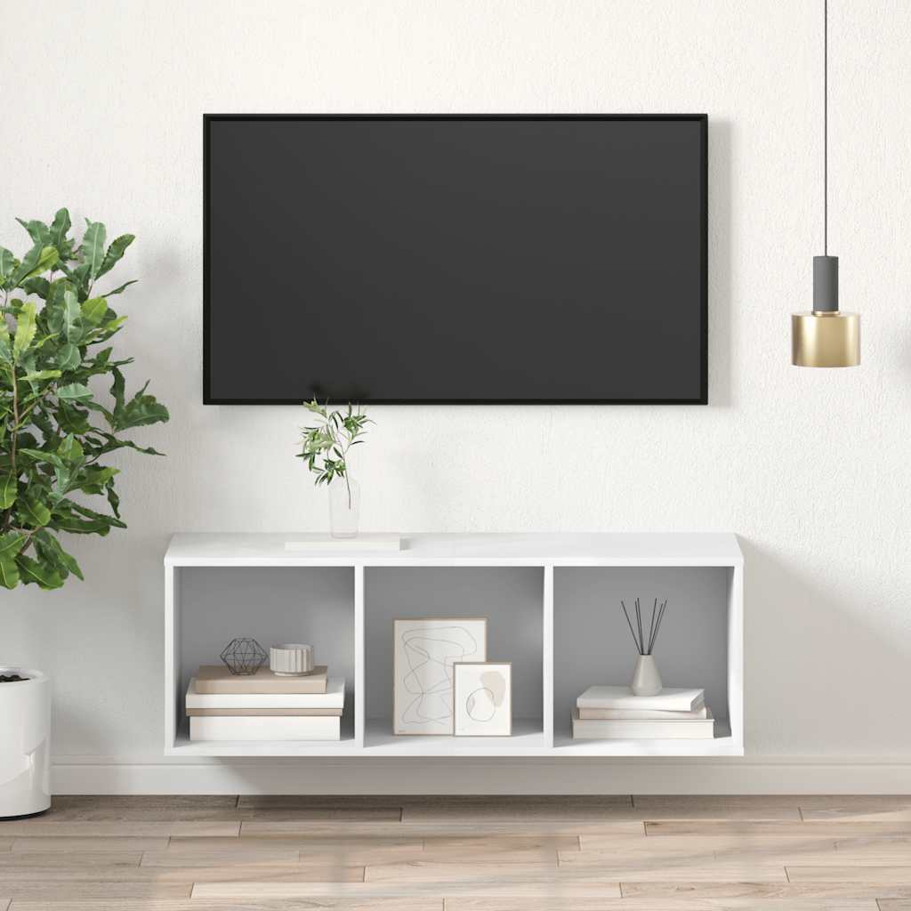 Tv-wandmeubel 37x37x107 cm bewerkt hout wit is nu te koop bij PeponiXL, paradijselijk wonen!