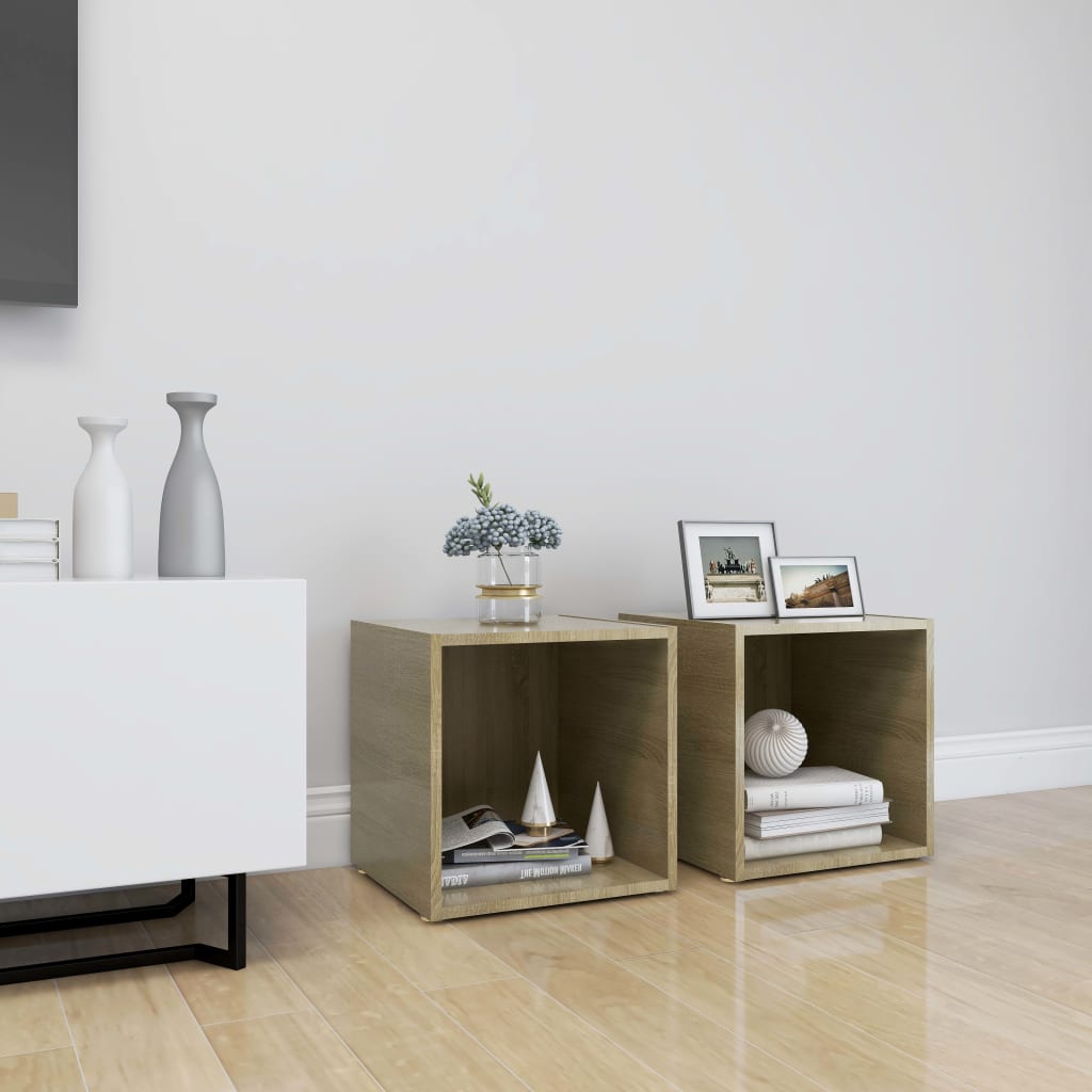 Tv-meubelen 2 st 37x35x37 cm bewerkt hout sonoma eikenkleurig is nu te koop bij PeponiXL, paradijselijk wonen!
