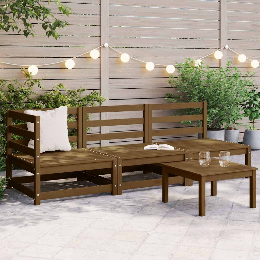 3-delige Loungeset massief grenenhout honingbruin is nu te koop bij PeponiXL, paradijselijk wonen!