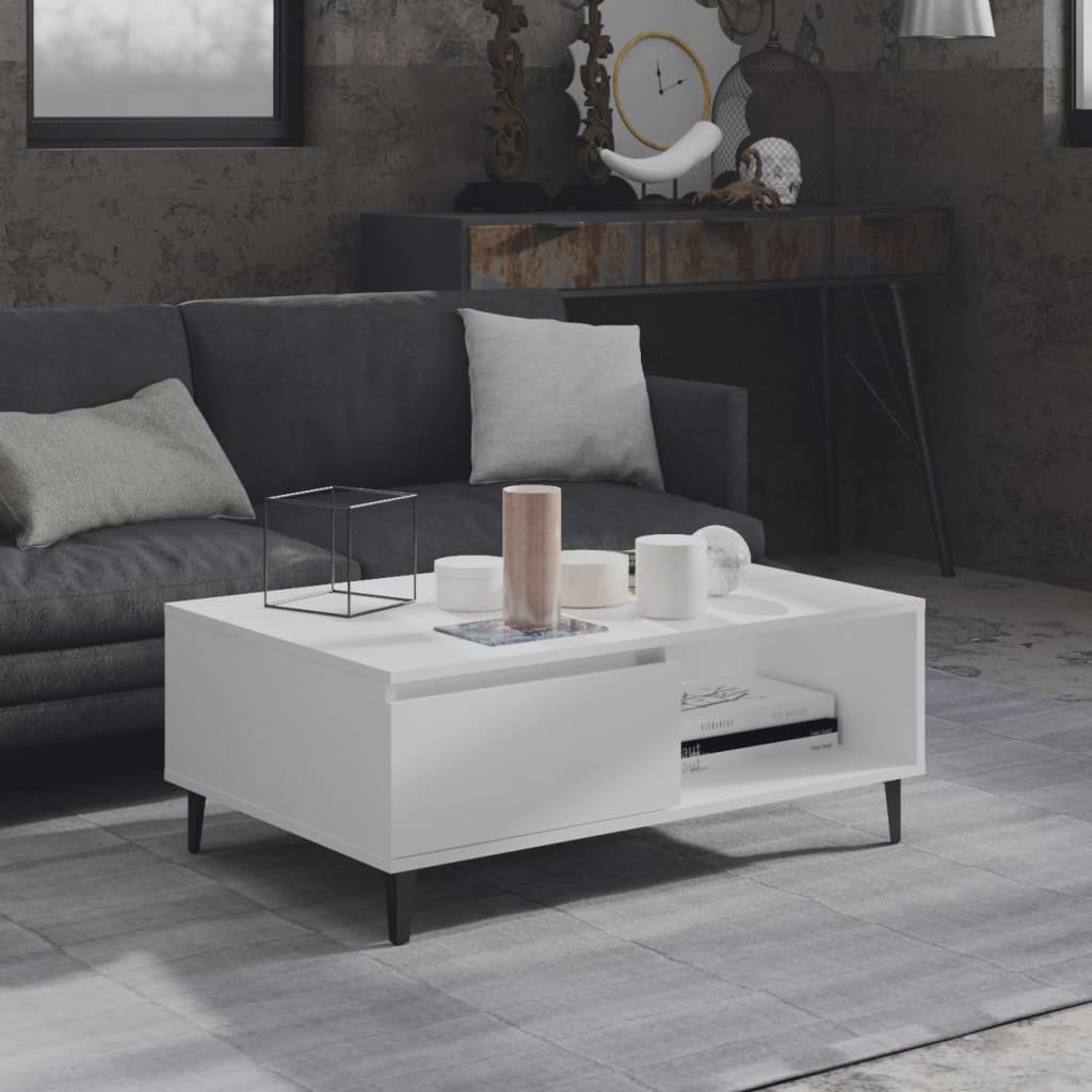 Salontafel 90x60x35 cm bewerkt hout wit is nu te koop bij PeponiXL, paradijselijk wonen!
