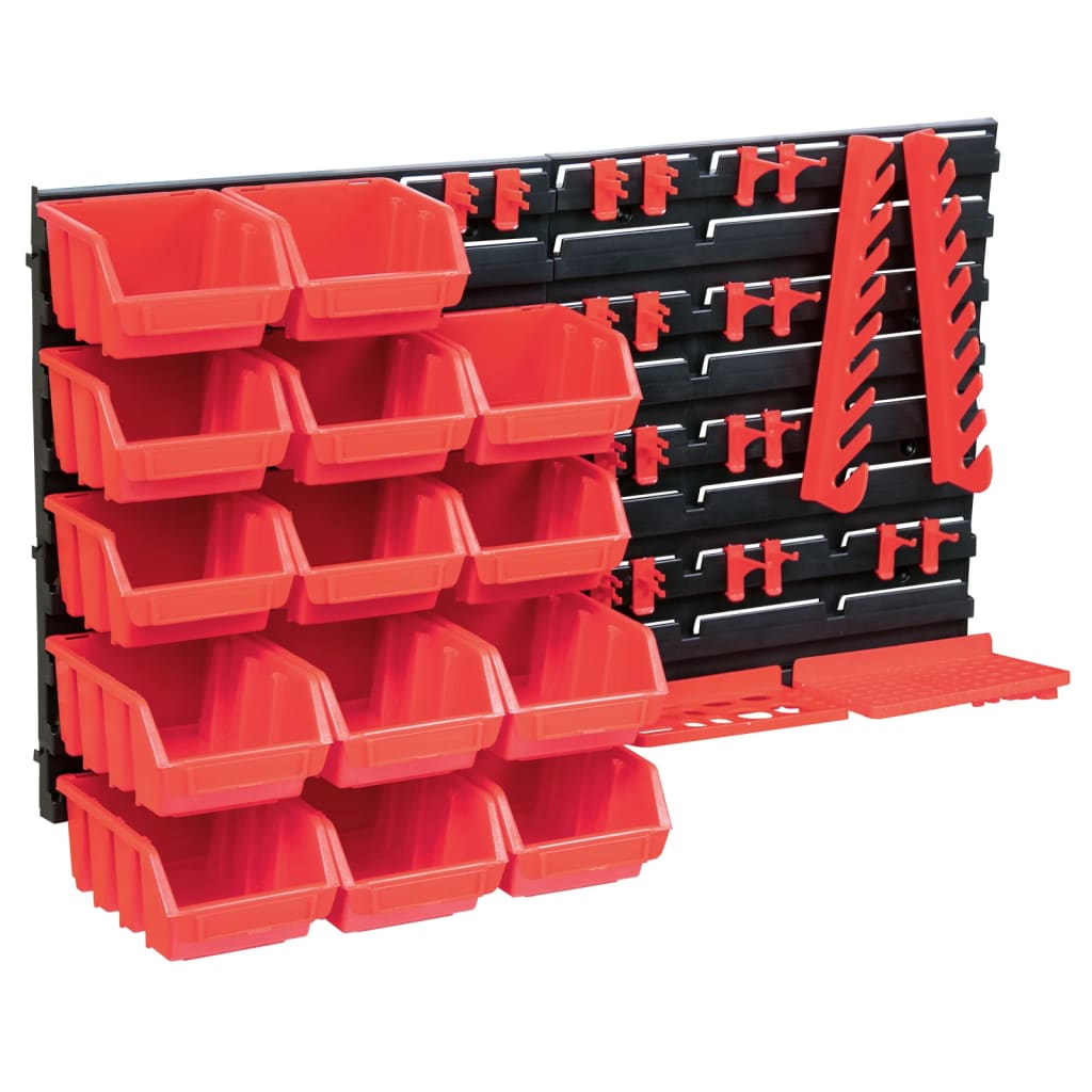 39-delige Opslagbakkenset met wandpanelen rood en zwart is nu te koop bij PeponiXL, paradijselijk wonen!