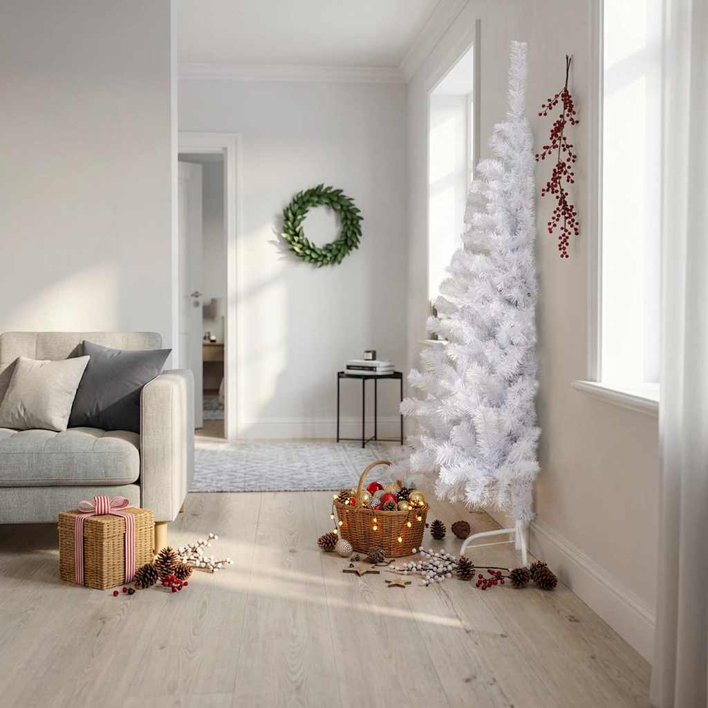 Kunstkerstboom met standaard half 180 cm PVC wit is nu te koop bij PeponiXL, paradijselijk wonen!
