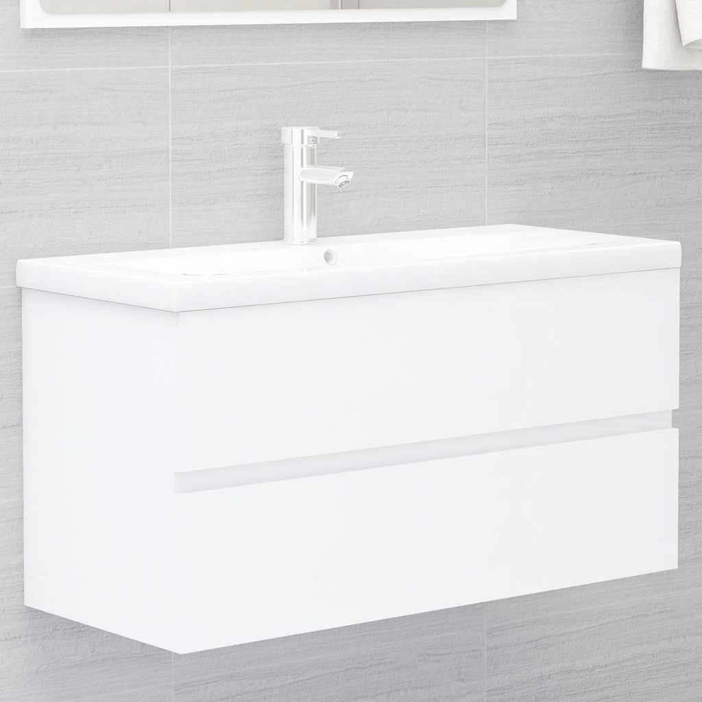 Wastafelkast met ingebouwde wastafel spaanplaat wit is nu te koop bij PeponiXL, paradijselijk wonen!