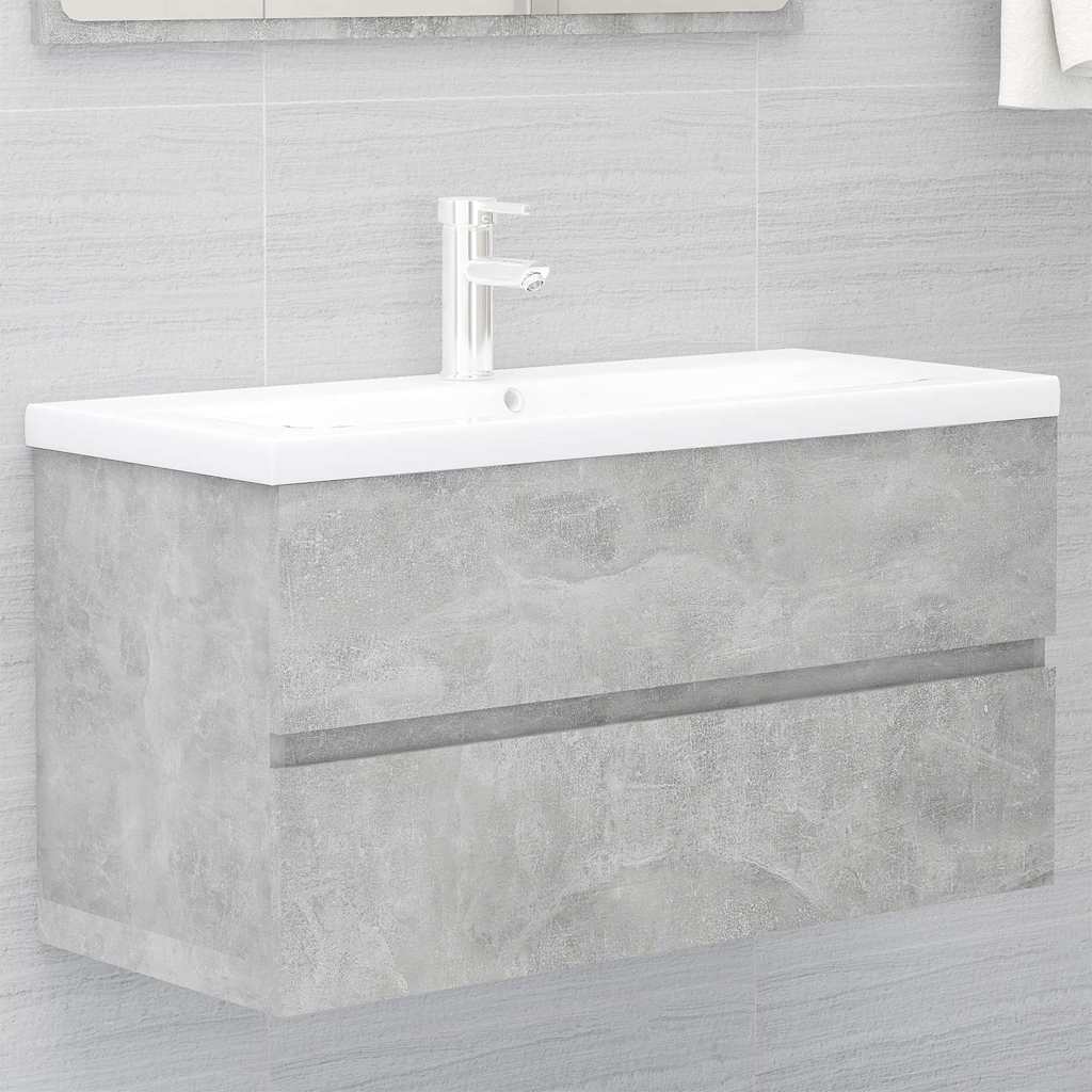 Wastafelkast met ingebouwde wastafel spaanplaat betongrijs is nu te koop bij PeponiXL, paradijselijk wonen!