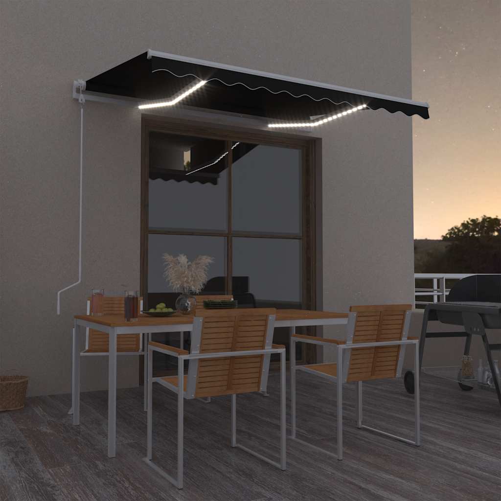 Luifel automatisch met LED en windsensor 350x250 cm antraciet is nu te koop bij PeponiXL, paradijselijk wonen!