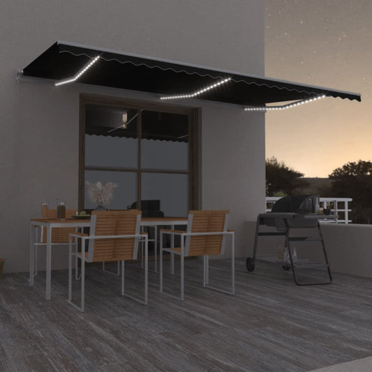 Luifel handmatig uittrekbaar met LED 600x350 cm antracietkleur is nu te koop bij PeponiXL, paradijselijk wonen!