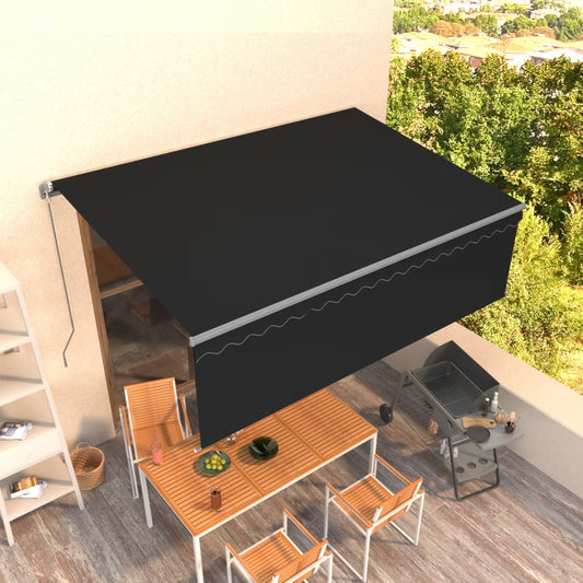 Luifel handmatig uittrekbaar met rolgordijn 4x3 m antraciet is nu te koop bij PeponiXL, paradijselijk wonen!