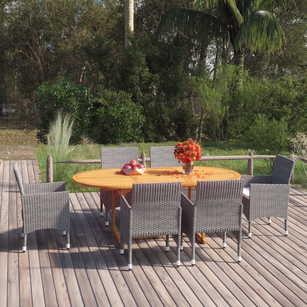 7-delige Tuinset poly rattan grijs is nu te koop bij PeponiXL, paradijselijk wonen!