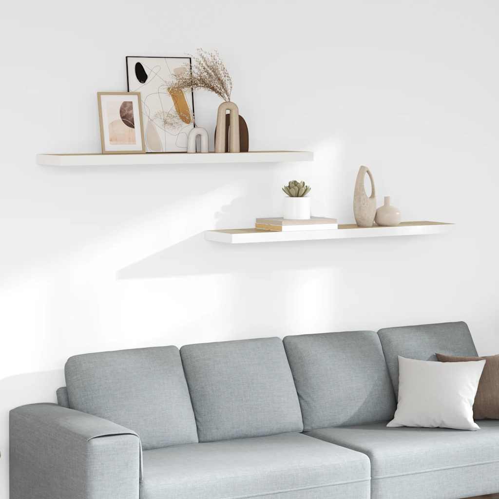 Wandschappen zwevend 2 st 120x23,5x3,8 cm MDF eikenkleurig wit is nu te koop bij PeponiXL, paradijselijk wonen!