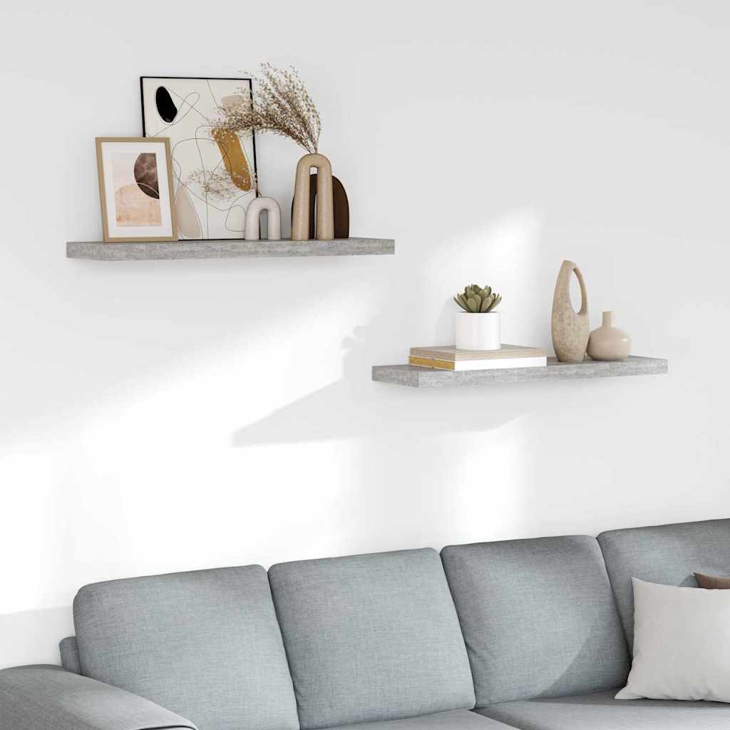 Wandschappen zwevend 2 st 80x23,5x3,8 cm MDF betongrijs is nu te koop bij PeponiXL, paradijselijk wonen!