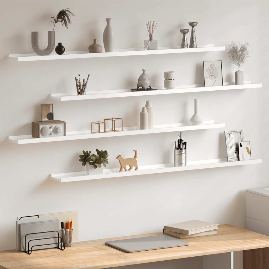 Wandschappen 4 st 115x9x3 cm hoogglans wit is nu te koop bij PeponiXL, paradijselijk wonen!