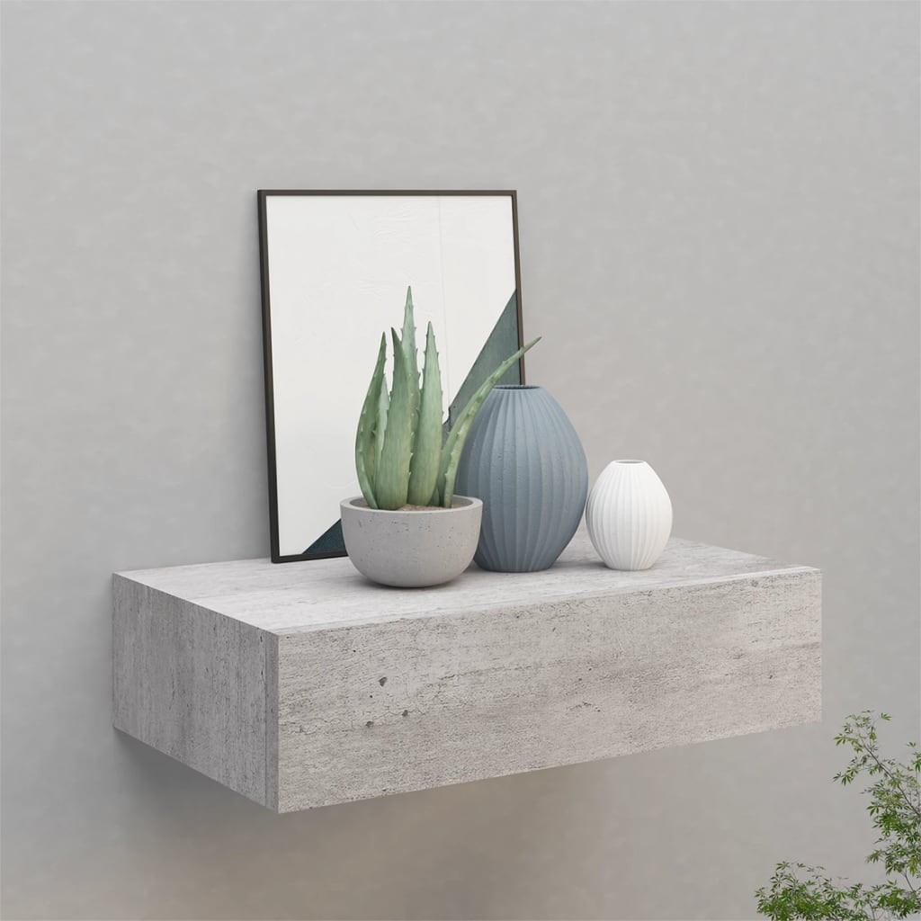 Wandschap met lade 40x23,5x10 cm MDF betongrijs is nu te koop bij PeponiXL, paradijselijk wonen!