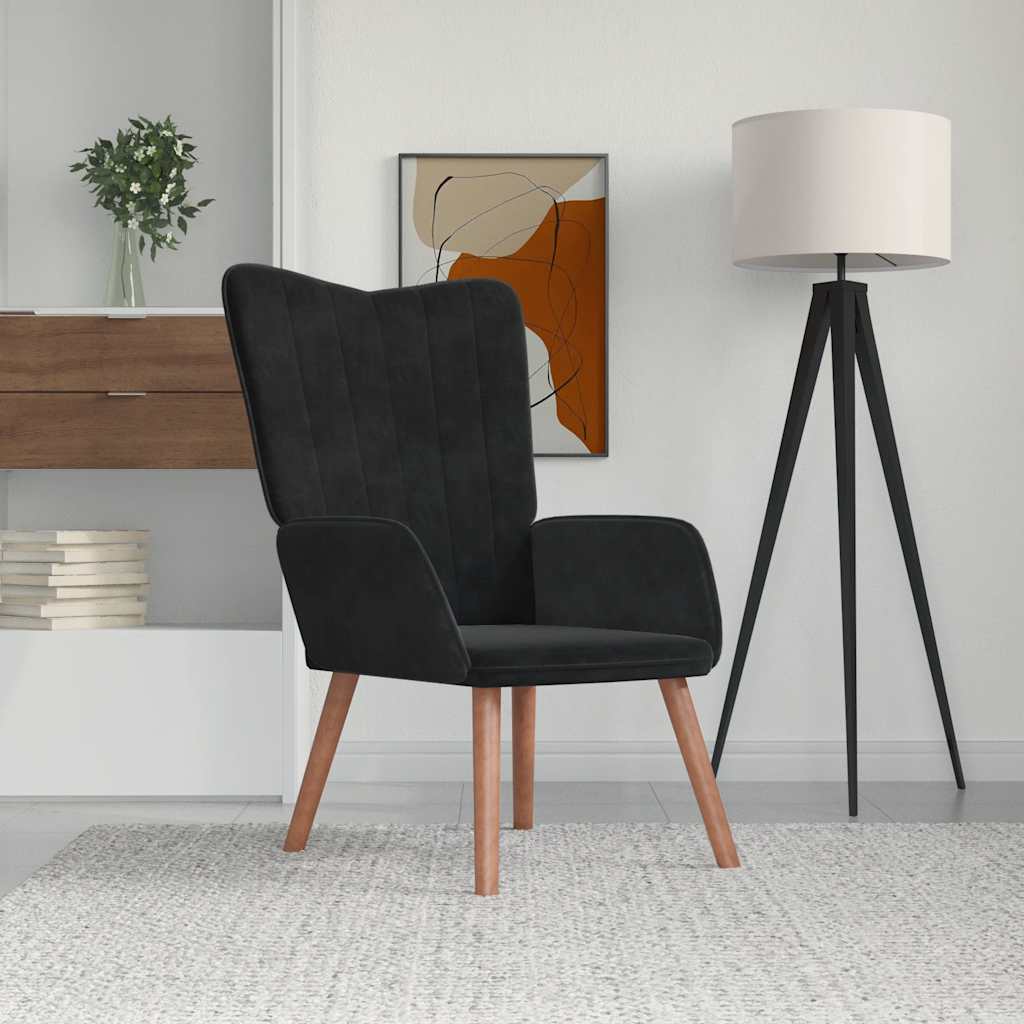 Relaxstoel fluweel zwart is nu te koop bij PeponiXL, paradijselijk wonen!