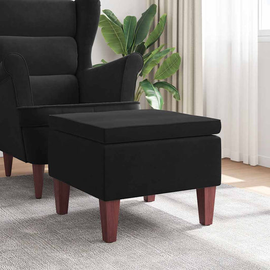 Kruk met houten poten fluweel zwart is nu te koop bij PeponiXL, paradijselijk wonen!