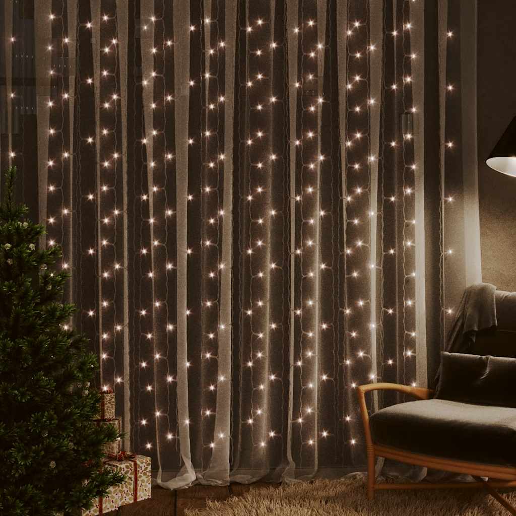 Lichtsnoergordijn met 300 LED's en 8 functies 3x3 m warmwit is nu te koop bij PeponiXL, paradijselijk wonen!
