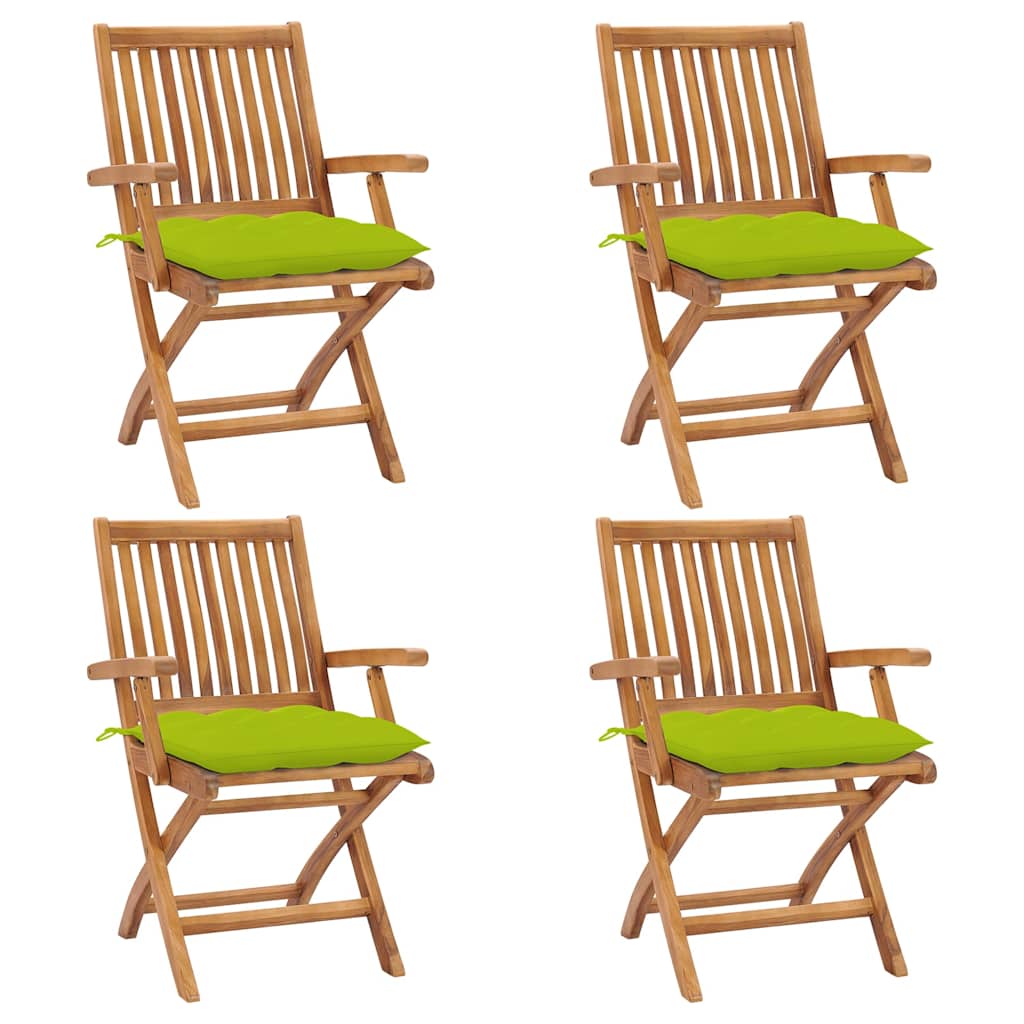 Opklapbare stoelen met kussens, 4 stuks, massief teakhout is nu te koop bij PeponiXL, paradijselijk wonen!