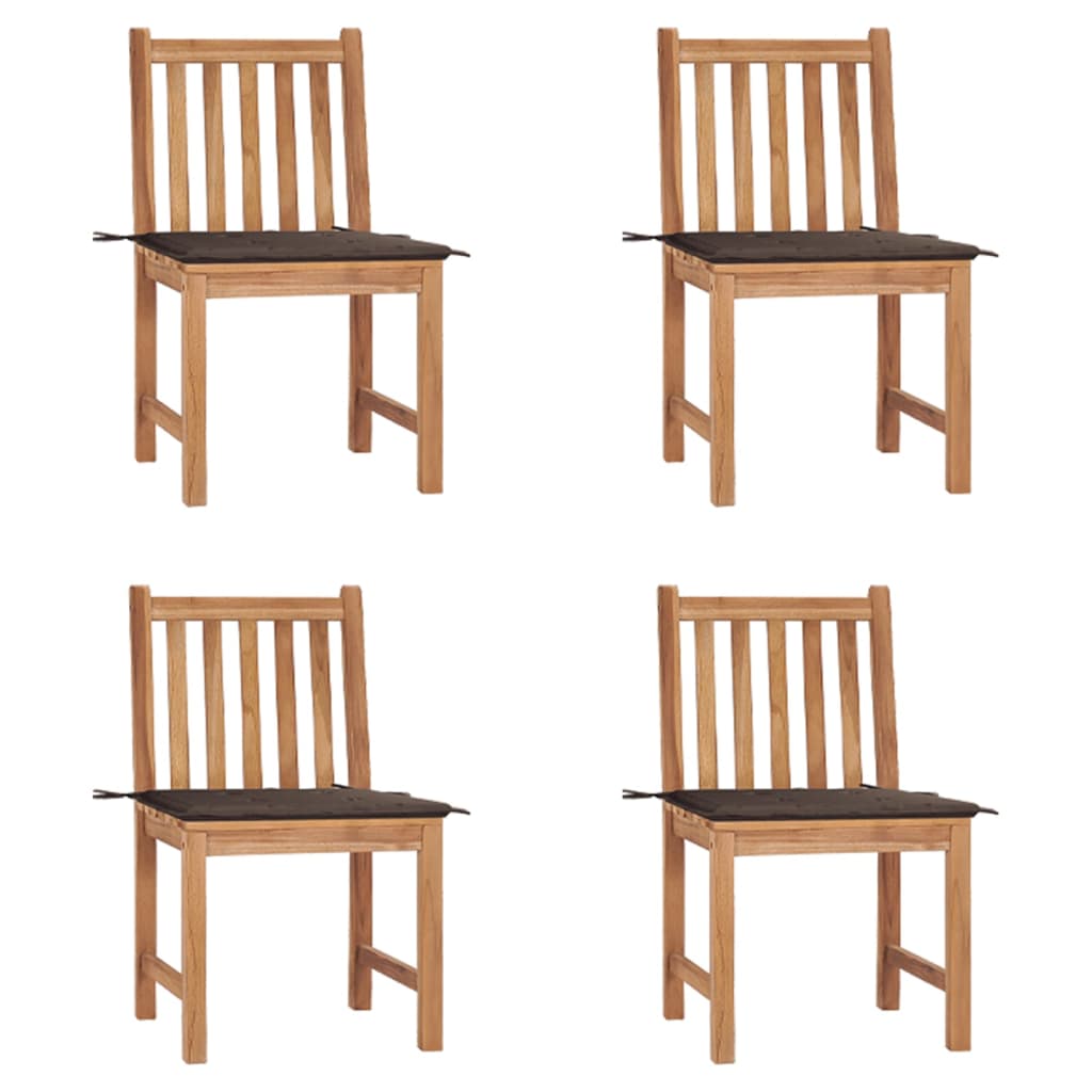 Tuinstoelen 4 st met kussens massief teakhout is nu te koop bij PeponiXL, paradijselijk wonen!