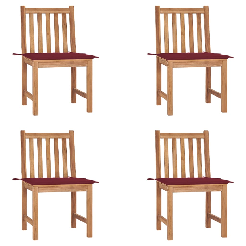 Tuinstoelen 4 st met kussens massief teakhout is nu te koop bij PeponiXL, paradijselijk wonen!