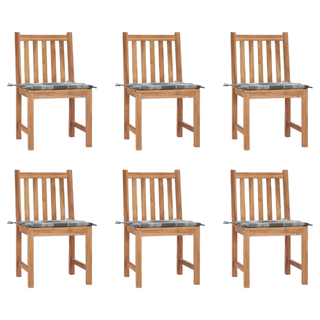 Tuinstoelen 6 st met kussens massief teakhout is nu te koop bij PeponiXL, paradijselijk wonen!