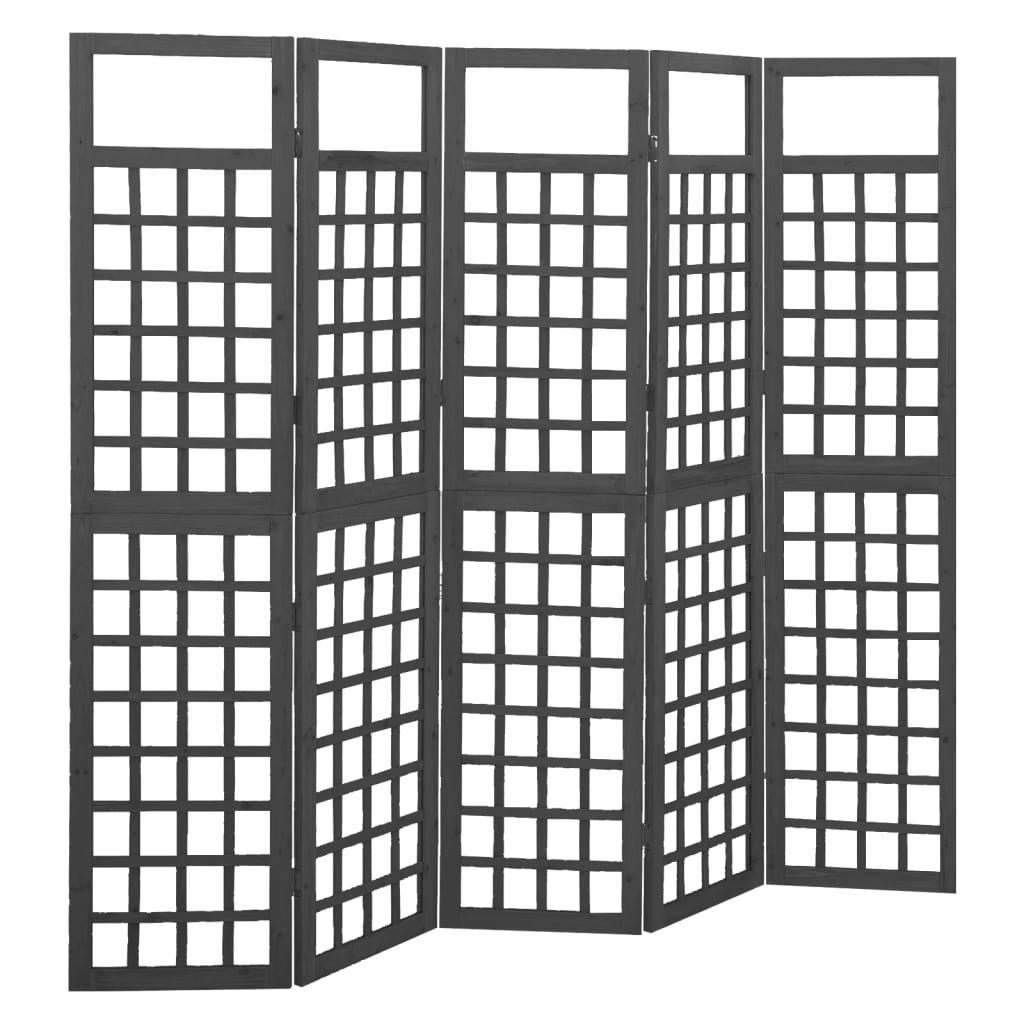 Kamerscherm/trellis met 5 panelen 201,5x180 cm vurenhout zwart is nu te koop bij PeponiXL, paradijselijk wonen!
