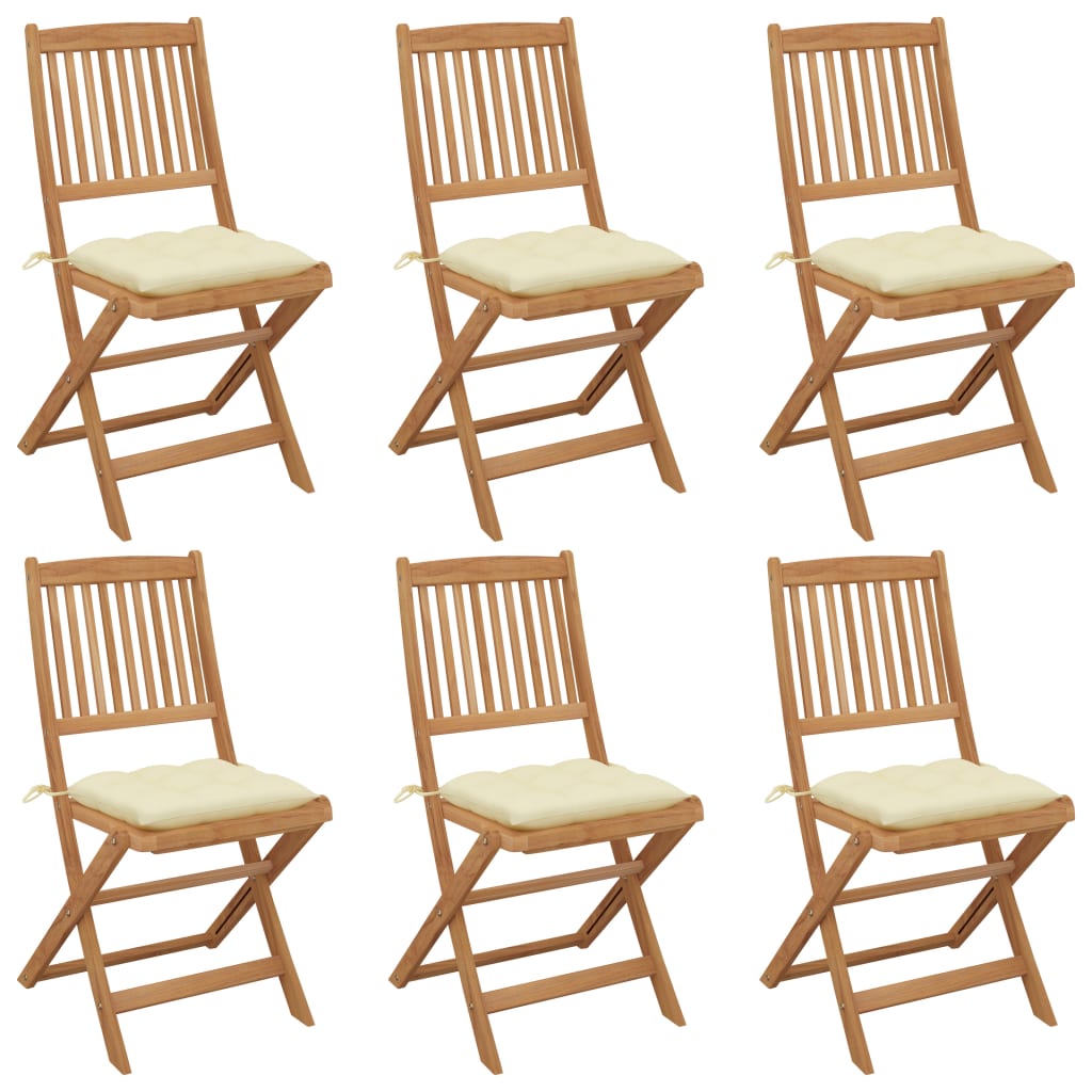 Tuinstoelen 6 st inklapbaar met kussens massief acaciahout is nu te koop bij PeponiXL, paradijselijk wonen!