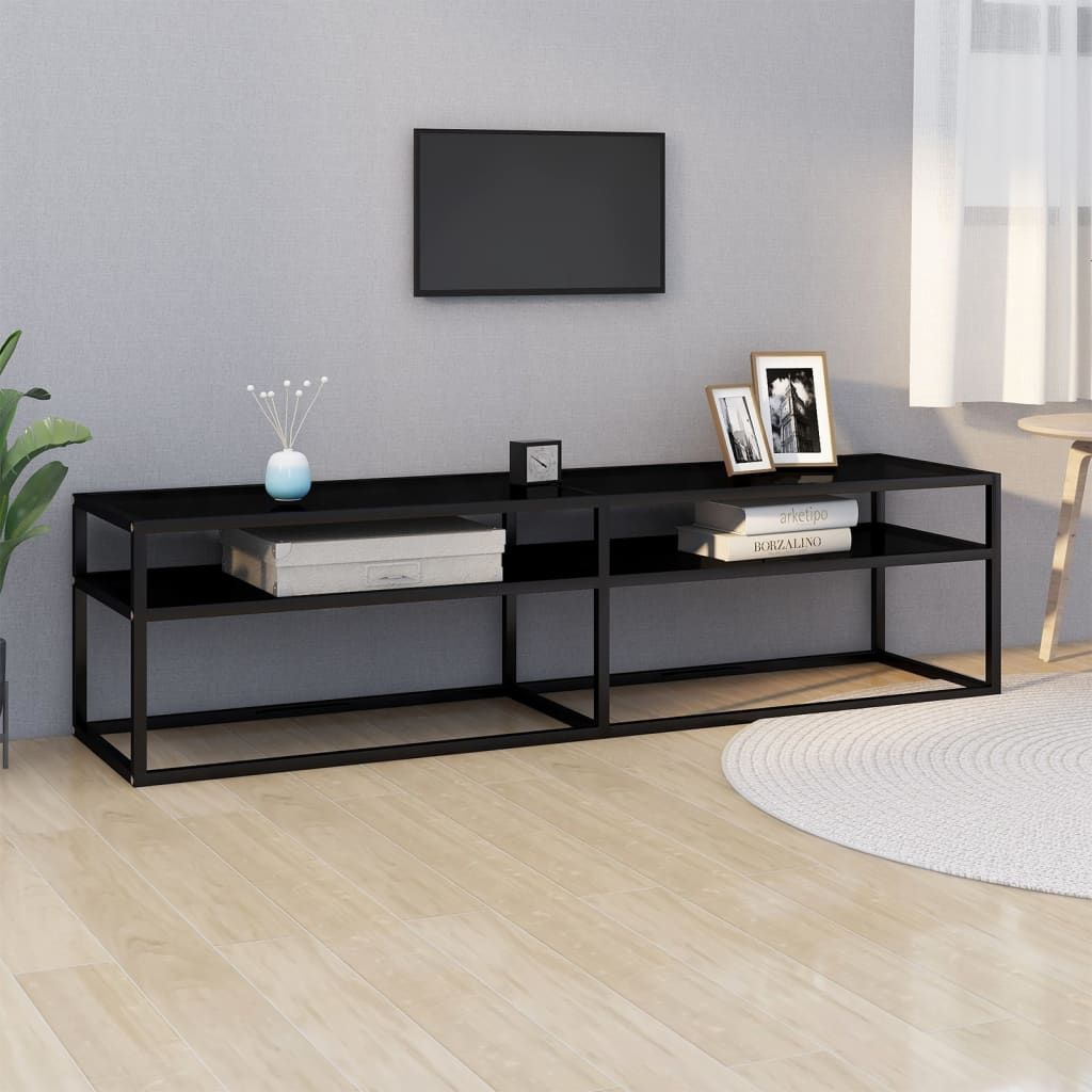 Tv-meubel 160x40x40,5 gehard glas zwart is nu te koop bij PeponiXL, paradijselijk wonen!