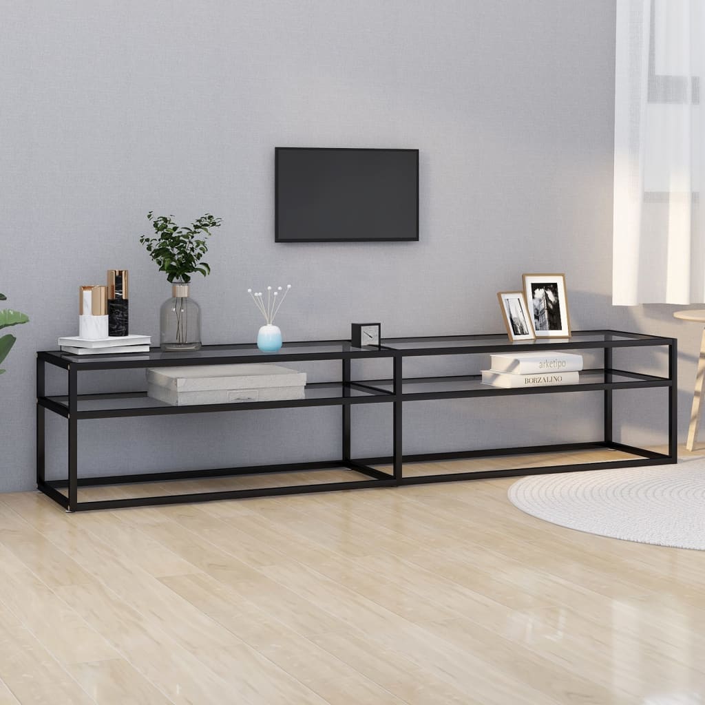 Tv-meubel 200x40x40,5 cm gehard glas transparant is nu te koop bij PeponiXL, paradijselijk wonen!