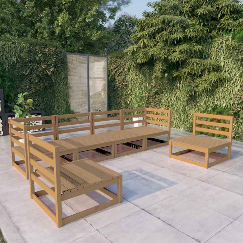 6-delige Loungeset massief grenenhout honingbruin is nu te koop bij PeponiXL, paradijselijk wonen!